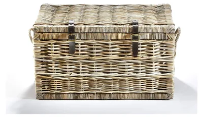 Produktbild von Sitztruhe aus Rattan - grau - mit Textil - 70x45x40 cm