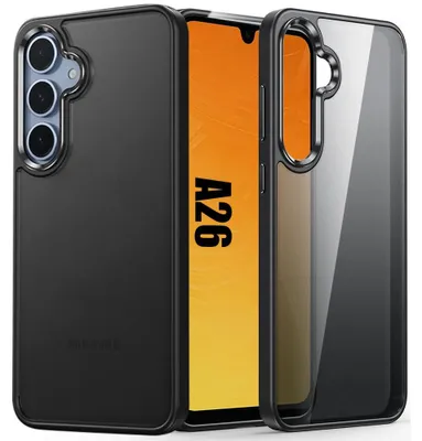 Image de Coque pour Samsung Galaxy A26 5G, Protection Antichoc Anti-Rayures Translucide avec Bordure Silicone Noir