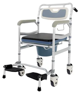 Produktbild von Toilettenstuhl mit Rollen, fahrbarer Duschstuhl für Senioren, bis 172 kg, verstellbarer Duschsitz für Patienten und Schwangere