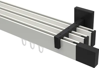 Produktbild von Interdeco Innenlaufstange / Gardinenstange mit Innenlauf Weiß / Schwarz, Typ Smartline Lox (Quader), 14x35 mm 3-läufig, 600 cm