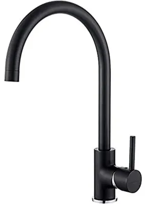 Produktbild von Küchendurchflussarmatur mit 360° schwenkbarem Auslauf und Kaltstartfunktion, Messing, Schwarz