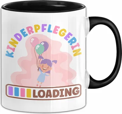 Produktbild von Kinderpflegerin Tasse Geschenk Loading Geschenkidee Für Tagesmama Erzieherin In Der Ausbildung Kaffee-Becher (Schwarz)