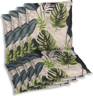 Produktbild von GO-DE Textil, Sesselauflage Niederlehner, 4er Set, Farbe: gruen, Maße: 100 cm x 50 cm x 7 cm, Rueckenhoehe: 52 cm