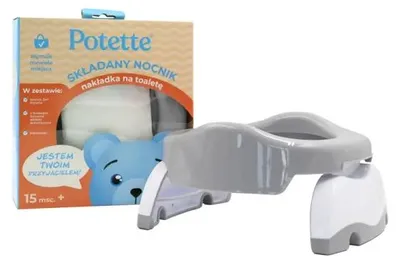 Image de Potette 2 en 1 : pot multifonctionnel, pot de voyage pour bébé et réducteur de toilette - Gris/Blanc - Idéal pour les déplacements et les voyages !