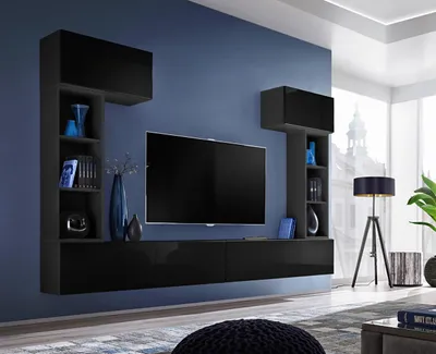 Produktbild von Wohnwand TV Wand Holz Stil Modern Designer Regal Wohnzimmer Modern Möbel