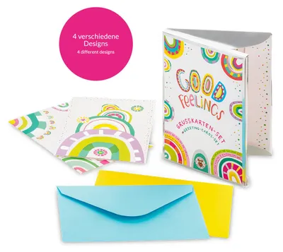 Immagine prodotto di Set di biglietti di auguri Good Feelings, 8 pezzi - TRENDHAUS