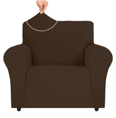Immagine prodotto di Elzusha - Copertura elastica universale per divani, adatta a divani a una piazza, colore marrone scuro