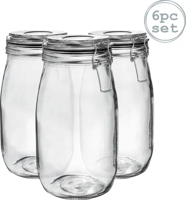 Produktbild von Vorratsgläser aus Glas – 1,5 Liter – schwarze Versiegelung – 6 Stück
