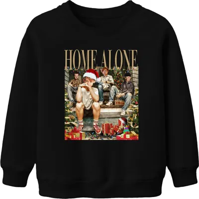 Produktbild von Home Alone Gangster Retro Vintage Kevin Kate Harry Marv - Weihnachten Christmas Xmas Uni Kinder Weihnachtspullover, Schwarz, 104