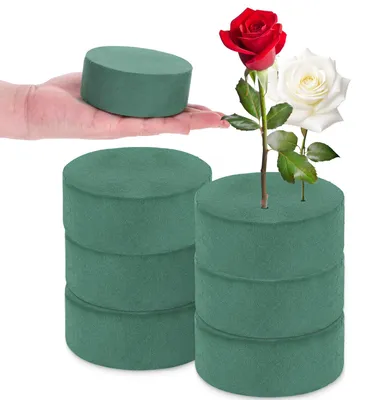 Image de Kit de mousse florale - 6 pièces de mousse humide pour compositions florales - Forme ronde - 10 x 4 cm