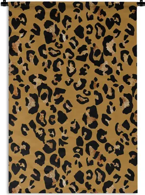 Produktbild von MuchoWow® Wandteppich Wandbehang Pantherdruck - Muster - Gelb 90x135 cm Tapisserie Dekoration Wandtuch - Baumwolle - Wandskulptur