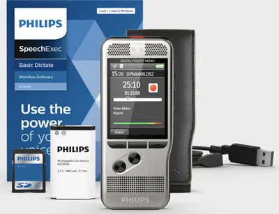 Produktbild von Philips DPM6000, 30 h, Mittlere Wiedergabe (MP), DSS, MP3, PCM, 192 - 353 Kbit/s, TFT, 320 x 240 Pixel