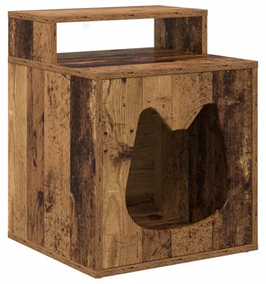 Zdjęcie produktu dla Domek dla kota vidaXL z drewna starego, 42,5 x 40 x 53,5 cm, materiał drewnopochodny