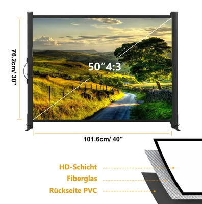 Produktbild von Projektionsschirm, tragbar - 50 Zoll - Glasfasermattenmaterial - Tafelmodell