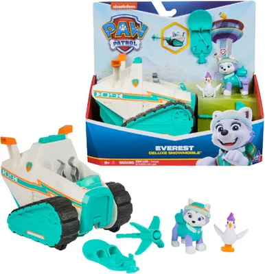 Produktbild von Paw Patrol - Schneemobil mit Everest-Figur, Snowboard und Henrietta-Figur