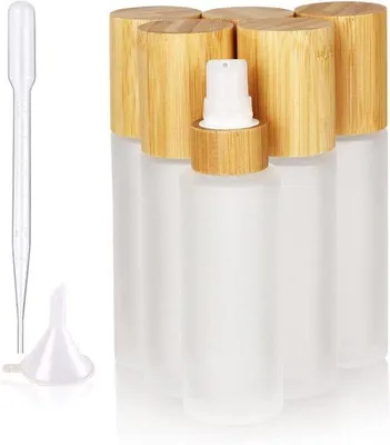 Produktbild von Frosted Glasflasche mit Lotionpump Dispenser 60ml - Navierbare Kosmetikflaschen - Reisecontainer für Toilettenartikel - Navierung für Reisen