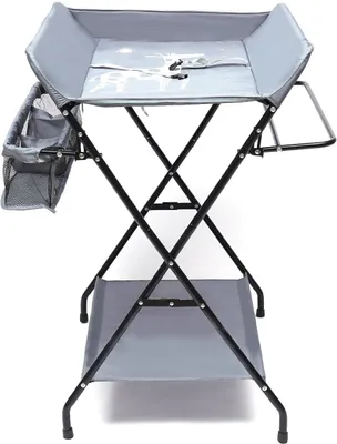Produktbild von Baby-Wickeltisch - Wickelauflage - Für die Babypflege - Platzsparend, zusammenklappbar - 80 x 63 x 96 cm - Dunkelgrau