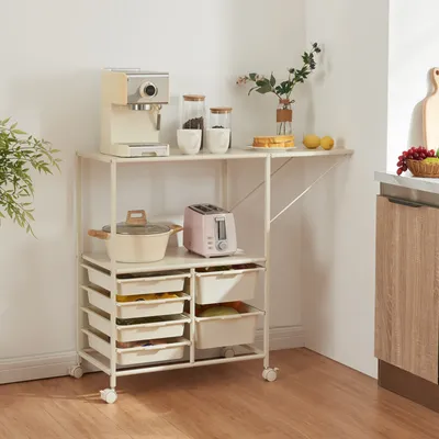 Zdjęcie produktu dla Wózek 'Sørfold' z pudełkami 100x37x85cm Biały