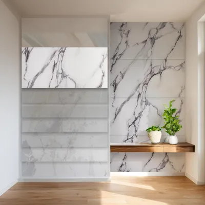 Produktbild von HEXIM Marmorplatten Optik 4er-Set 122×70cm SPC Kunststoff Innen & Außenbereich Granit Steinoptik - Duschrückwand Küchenrückwand Dekorative Wohnzimmerwand (3,42 m² 2003) A-Serie