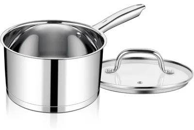 Productafbeelding van RVS steelpan, inductiegeschikt, 3 lagen bodem, met deksel, 1 stuk, 2,8 liter