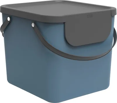 Produktbild von Rotho Mülltrennsystem 40L Albula - Mülleimer 40,0 x 35,8 x 34,0 cm - Abfalleimer Kunststoff mit Griffen - Müllbehälter mit Deckel und Aufklebern