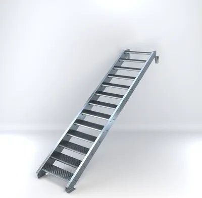 Produktbild von Stahltreppe 13 Stufen bis Höhe 260 cm, Laufbreite : 80 cm kein Geländer ST 3 (31 / 9 mm schmal)