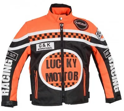 Produktbild von Kinder Motorradjacke Bikerjacke Motorrad Racing Winddicht Patch Biker Rocker (L,Orange)