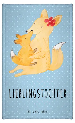 Produktbild von Mr. & Mrs. Panda Handtuch Fuchs Mama - Blau Pastell - Geschenk, Gästehandtuch 30x50, Muttertag, Umarmen, buntes, Kleines, Klein, Mutter, Schoß, Frotteetuch
