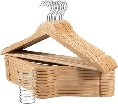 Immagine prodotto di Appendiabiti in legno, 20 pezzi, 43,5 cm, girevoli, stretti, color naturale