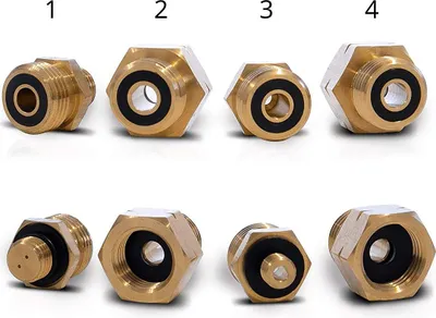 Produktbild von PELMOS Gasanschluss Adapter I 4 teiliges Gasflaschen Adapter - Set für das EU-Ausland I Zum Anschluss von Druckreglern an ausländischen Gasflaschen
