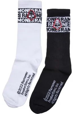 Productafbeelding van Sokken Mr. Tee Ramones Skull Socks, 2-pack, zwart/wit - maat 35–38
