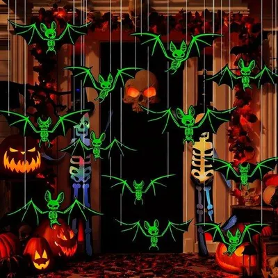 Productafbeelding van Vleermuisdecoraties voor Halloween met heldere lichten (groen)