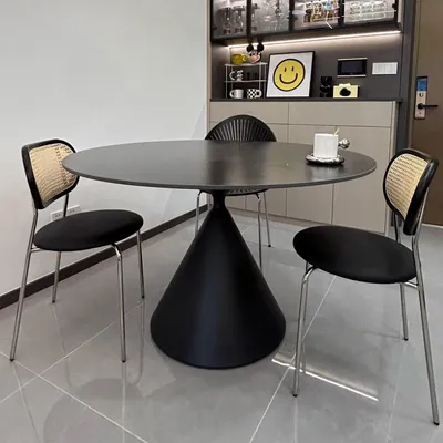 A dining set in a modern room.