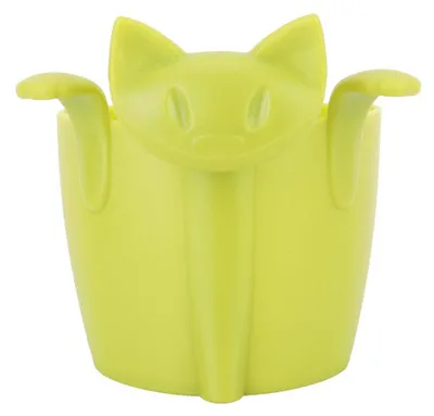 Katzenförmiges Silikon-Teelöffel-Sieb, wiederverwendbar, grün