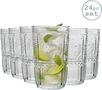 Produktbild von Bormioli Rocco Romantische Zerfurchter Highball Cocktailgläser Set - 475ml - Packung mit 24