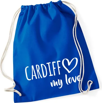 Produktbild von Huuraa Turnbeutel Cardiff my love 12 Liter Bright Royal Baumwolle Rucksack Geschenkidee