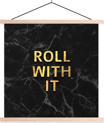 Produktbild von MuchoWow® Textilposter Zitate - Motivation - Gold - Marmor 120x120 cm mit holzfarbenen Rahmen - Textil-Poster
