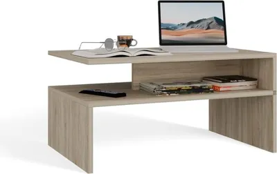 Immagine prodotto di BDW, Tavolino, Tavolo da divano moderno con contenitore, Boston, 90×60×45 cm, Rovere Sonoma
