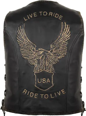 Produktbild von RIDE TO LIVE KUTTE Lederkutte Bikerweste Chopperweste Rockerweste Motorrad Weste(4XL)