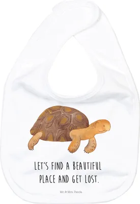 Produktbild von Mr. & Mrs. Panda Esslätzchen Schildkröte Marschieren - Weiß - Geschenk, Schlabberlatz, Meer, Babylätzchen, Sabber Lätzchen, Für Babys, Schildkröten, Kinderlätzchen