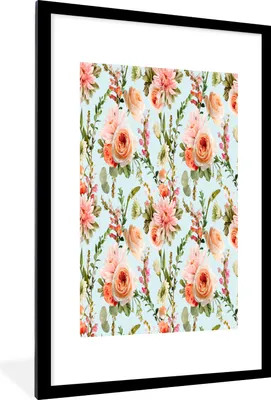 Produktbild von MuchoWow® MuchoWow® Gerahmtes Poster Blumen - Rosen - Rosa 60x90 cm - Poster mit zchwarzem Bilderrahmen - Dekoration - Wandposter Wohnzimmer - Hochwertig