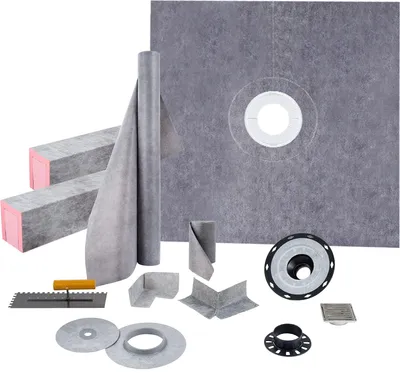 Duschboden-Set 1219x1219 mm, wasserdicht, mit Abfluss 10 cm