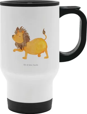 Produktbild von Mr. & Mrs. Panda Thermobecher Sternzeichen Löwe - Weiß - Geschenk, Mehrwegbecher, Juli, To Go Becher, Edelstahl-Thermobecher, König Der Tiere, doppelwand tasse