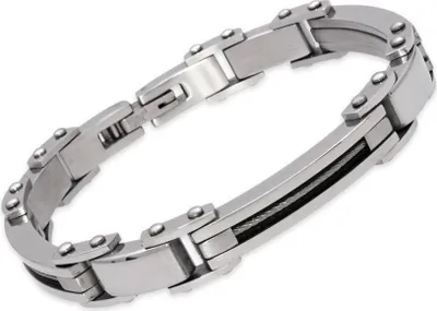 Produktbild von Edelstahl Armband mit Stahlseileinlage und Schnellverschluss