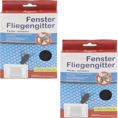 Produktbild von 2 x Insektennetz 130x150cm mit Klettband schwarz Fliegengitter