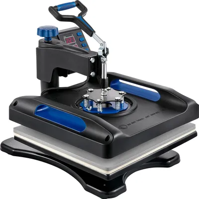 Image de SucceBuy Presse à chaud 15x15", imprimante numérique bleue pivotante à 360° pour transfert de vinyle par sublimation pour T-shirts, avec sac en toile, coussins, bannières, chauffage rapide, surface anti-brûlure