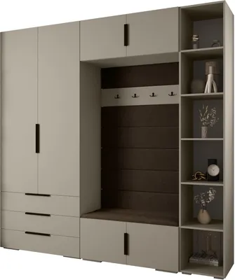 Produktbild von MEBLE KRYSPOL Inova 1 Möbelset Garderobe, 236,7x240x47cm - Kaschmir, Manila 04, Schwarz