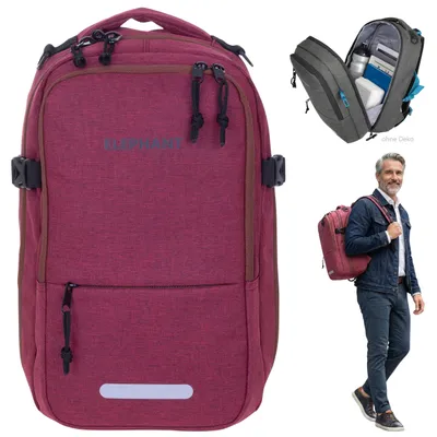 Produktbild von Rucksack Handgepäck klein Flugzeug Reiserucksack Damen Herren Laptoprucksack Ryanair 40x25x20 cm Travel Elephant Fly small 13124 Bordeaux Rot +Gurt