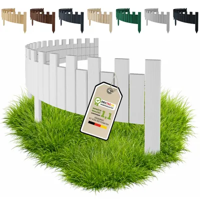 Produktbild von Floranica Beeteinfassung Rasenkante Holz 15 x 200 cm Weiß Beetumrandung Rollzaun Flexible Rollborder Palisade
