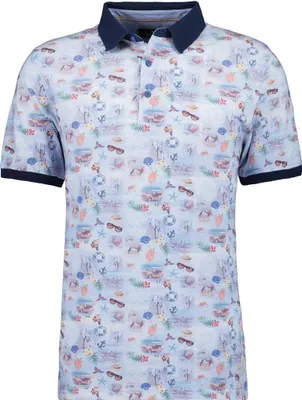 Ragman Piqué-Polo mit Alloverprint in blau